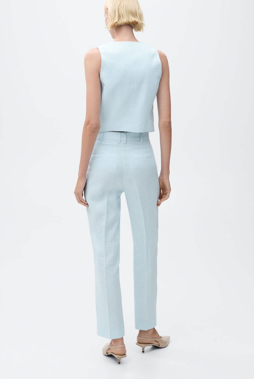 MANGO - Pantalón Traje Lino Mujer Mango