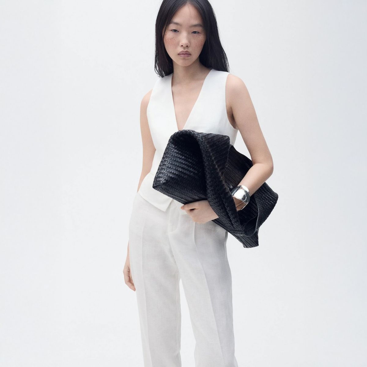 MANGO - Pantalón Traje Lino Mujer Mango