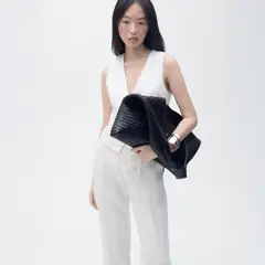 MANGO - Pantalón Traje Lino Mujer