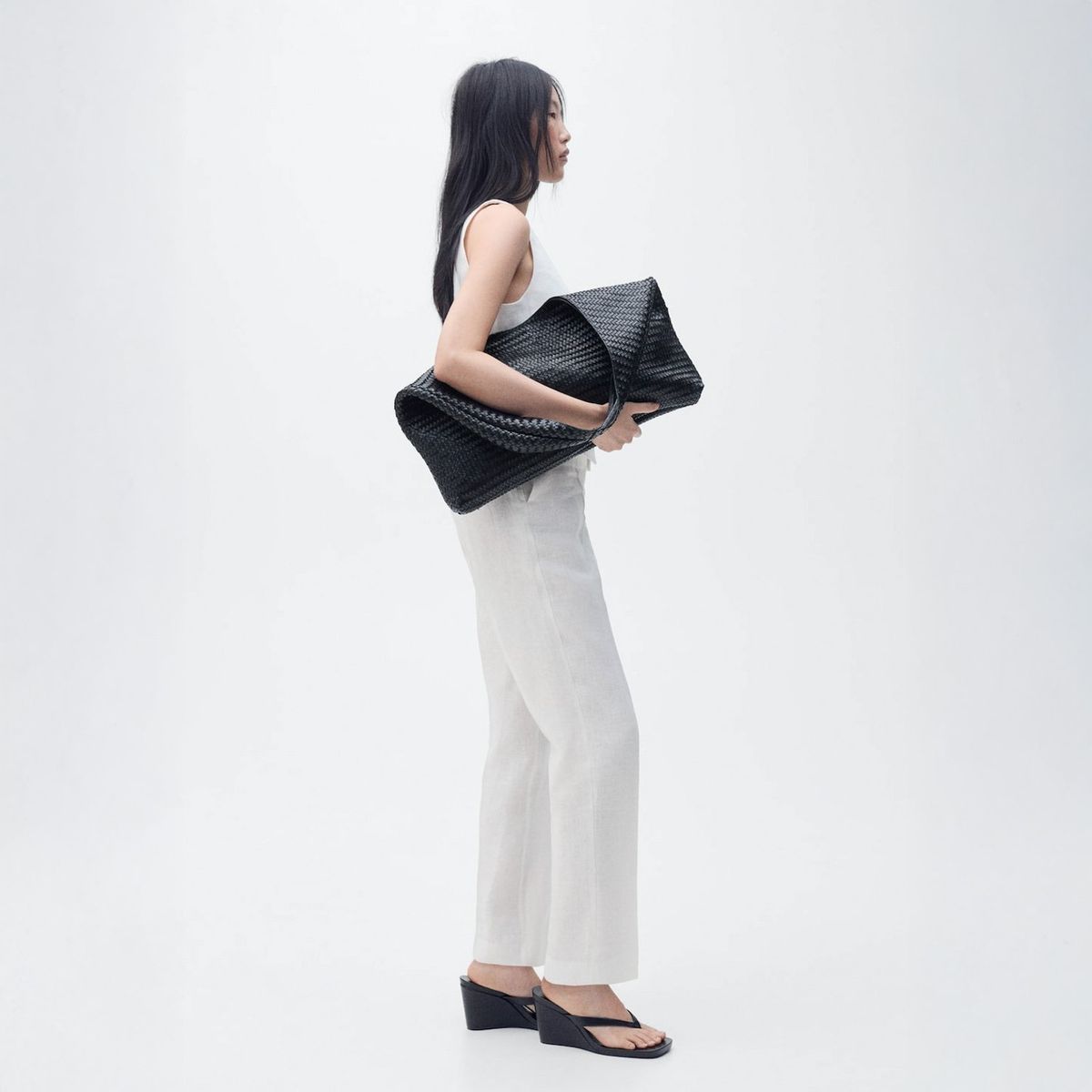 MANGO - Pantalón Traje Lino Mujer Mango