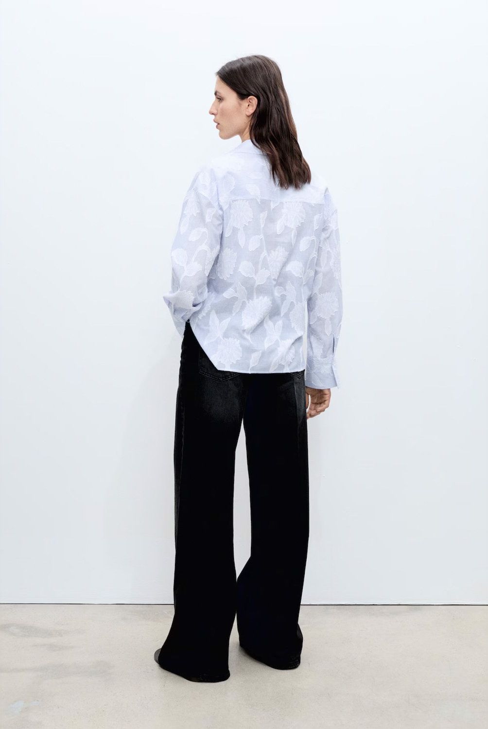 MANGO - Blusa Rayas Oversize Bordada Mujer Mango