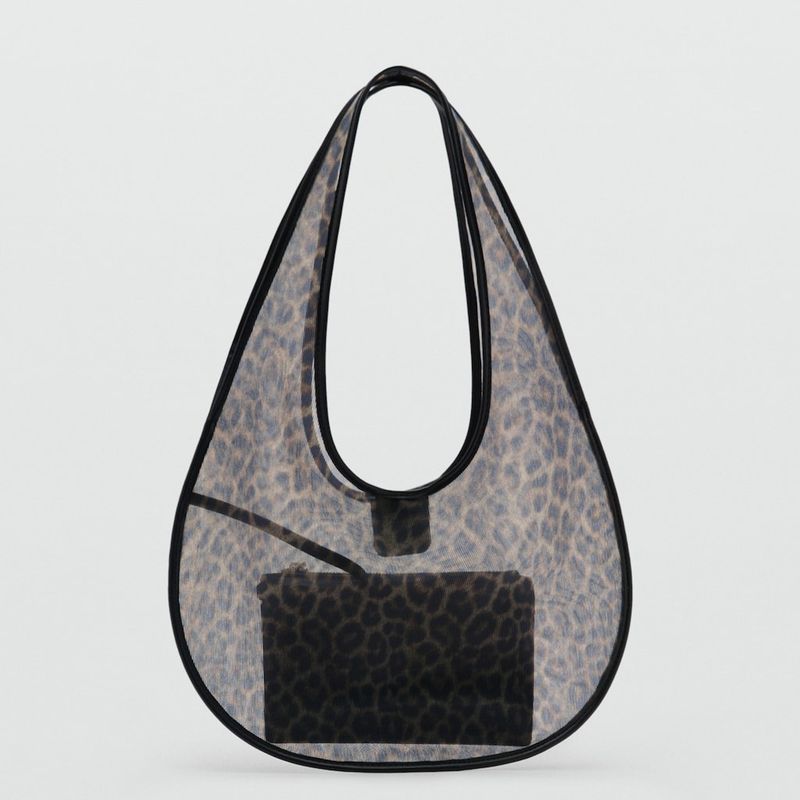 MANGO - Bolso Mano Semitransparente Leopardo Mujer Mango