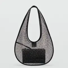 MANGO - Bolso Mano Semitransparente Leopardo Mujer