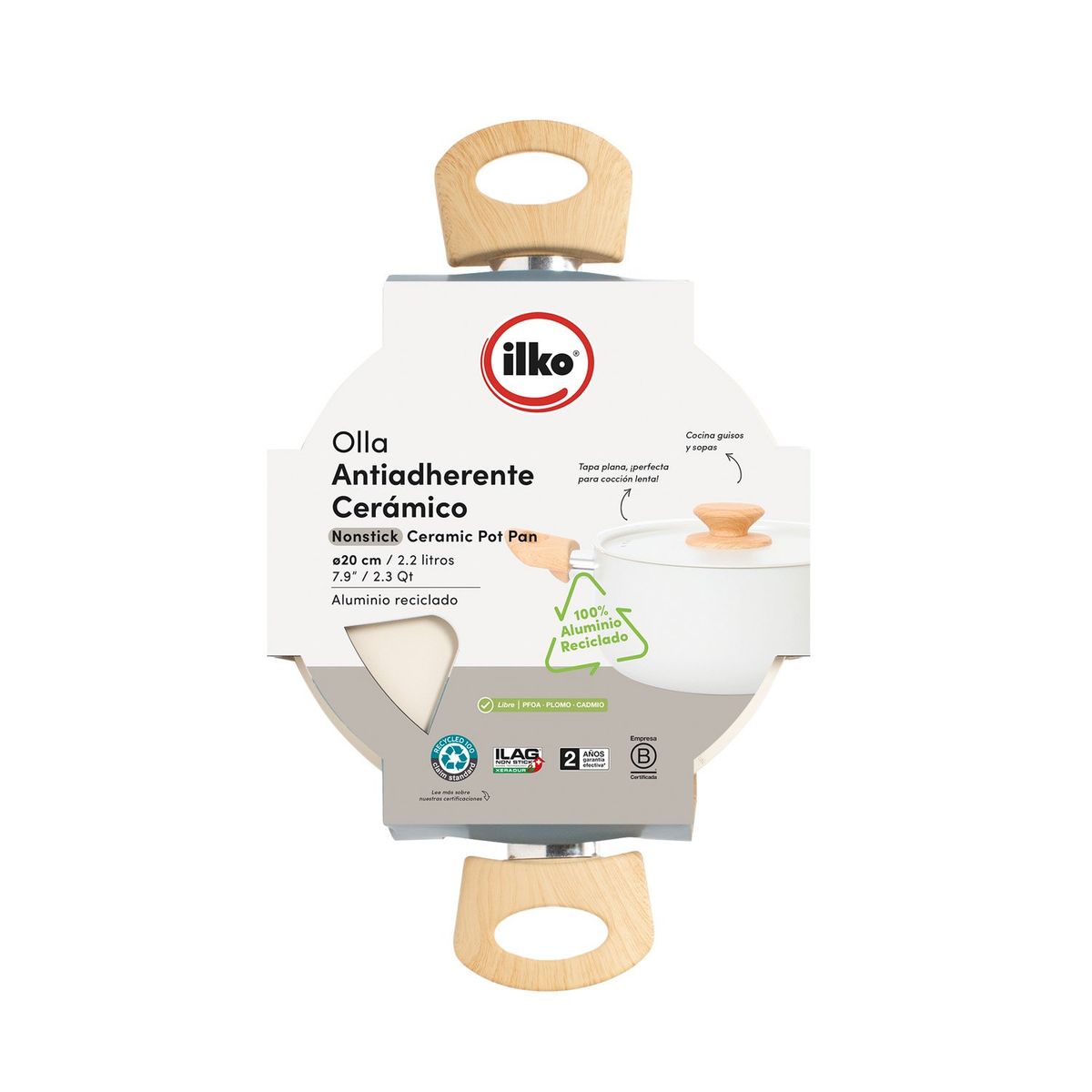 ILKO - Olla 20 Cm Cerámica White Ceramic Ilko