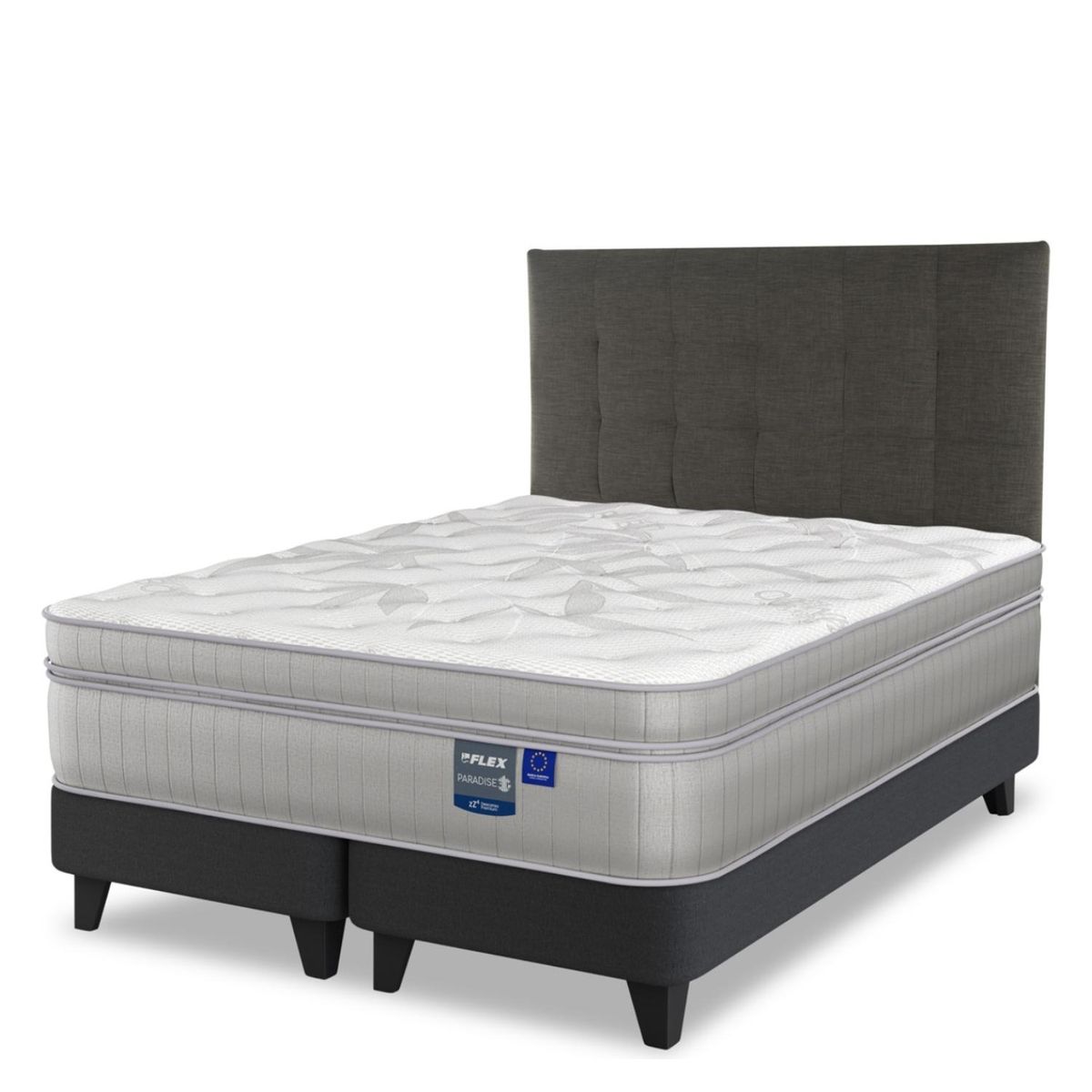 FLEX - Cama Europea Paradise Super King x 2.00mt Base Dividida + Respaldo Flex