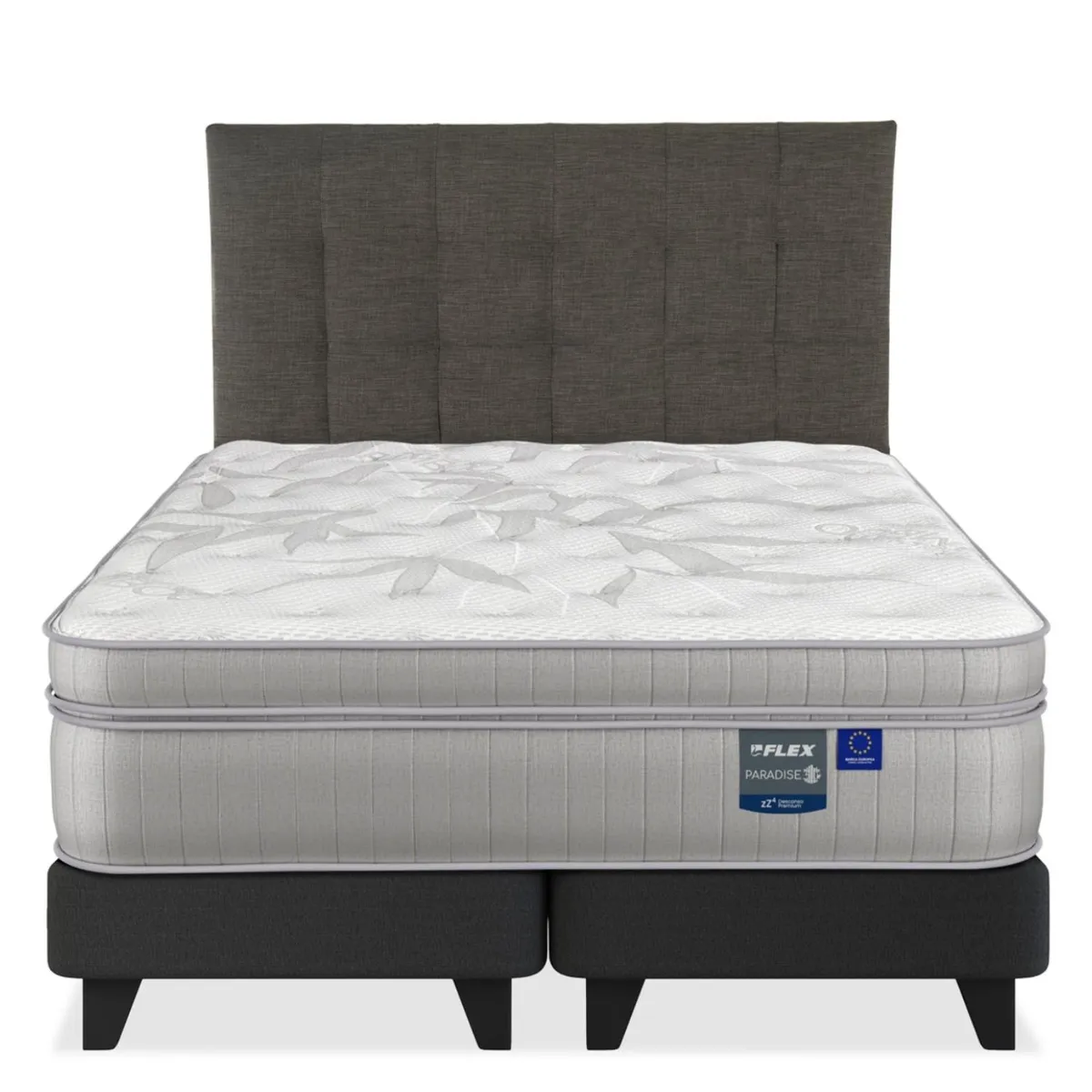FLEX - Cama Europea Paradise Super King x 2.00mt Base Dividida + Respaldo Flex