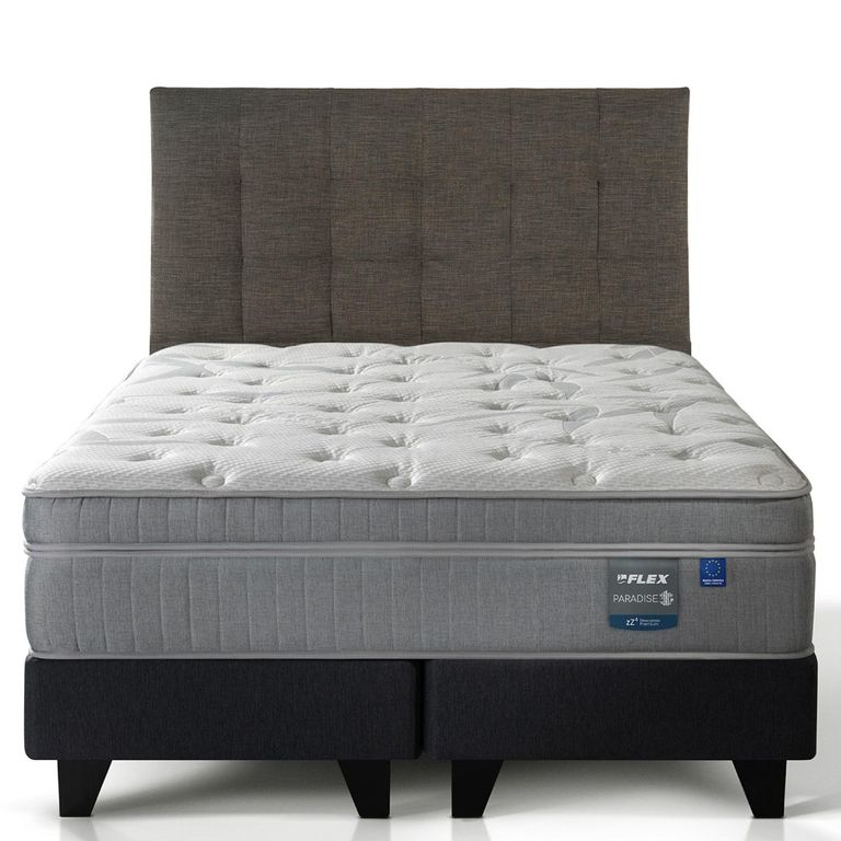 Cama Europea Paradise 2 Plazas x 2.00mt Base Dividida + Respaldo