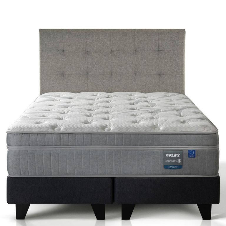 Cama Europea Paradise 2 Plazas x 2.00mt Base Dividida + Respaldo