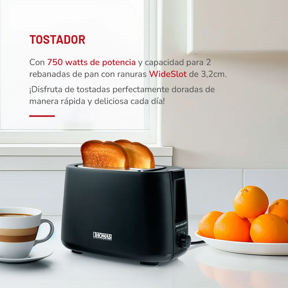 Thomas TH-117 2 Rebanadas Negro, foto 4