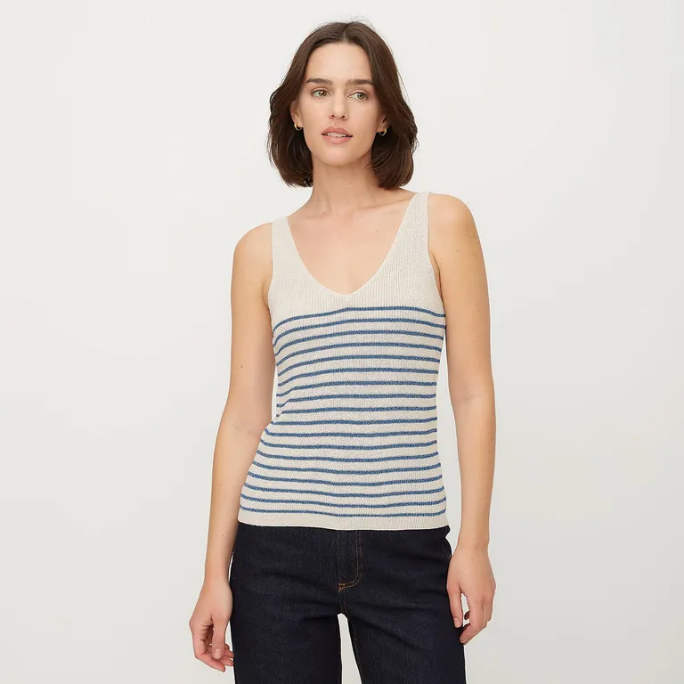 VERO MODA Polera Punto sin Mangas Cuello En V Mujer