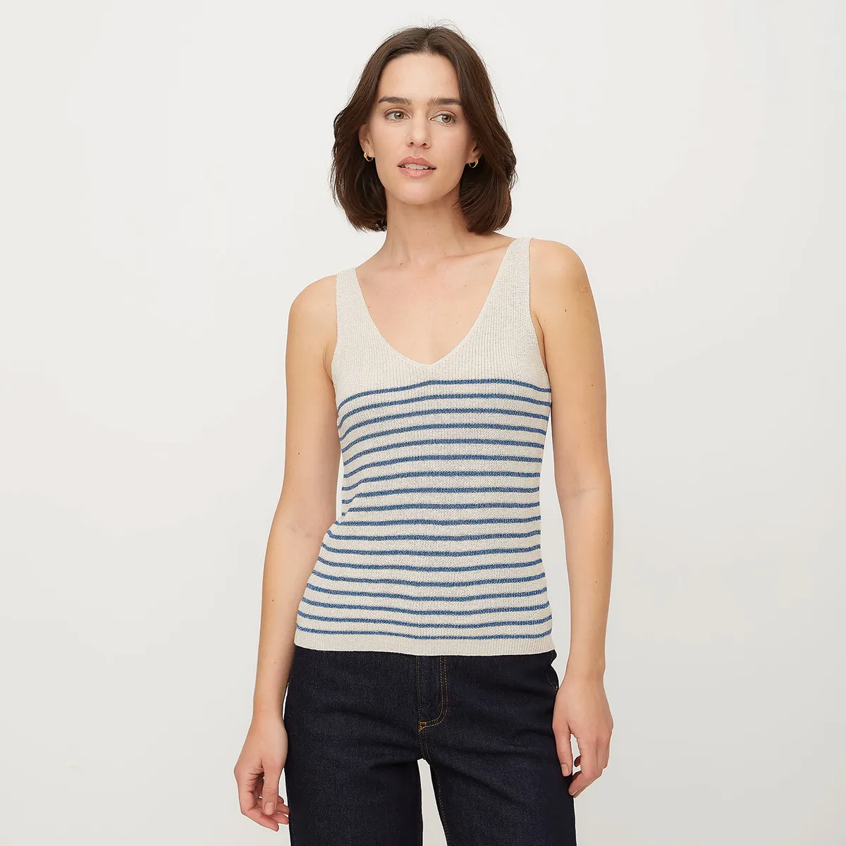 VERO MODA - Polera Punto sin Mangas Cuello En V Mujer Vero Moda