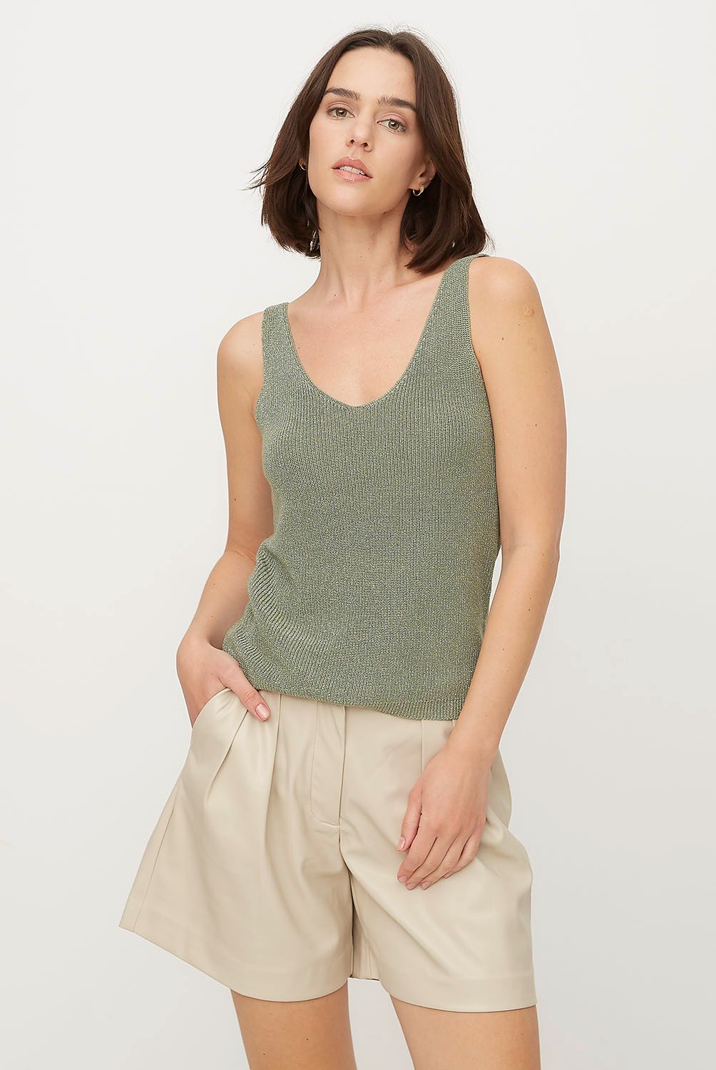 VERO MODA - Polera Punto sin Mangas Cuello En V Mujer Vero Moda
