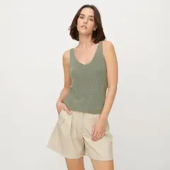 VERO MODA - Polera Punto sin Mangas Cuello En V Mujer