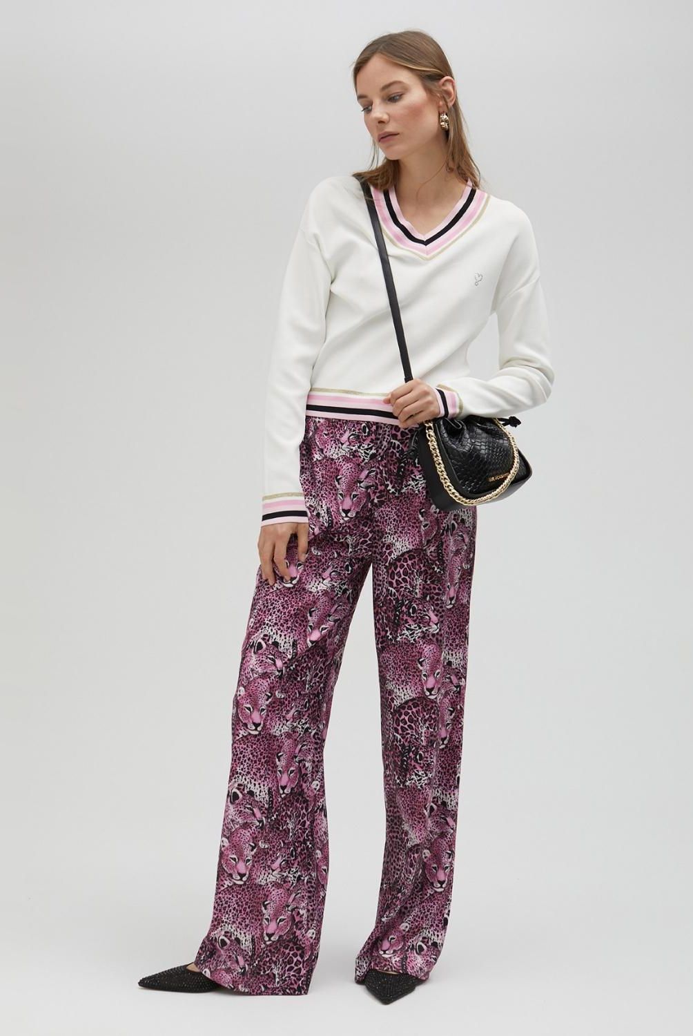 LOLA CASADEMUNT - Pantalón Recto Animal Print Rosa Mujer Lola Casademunt
