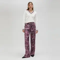 LOLA CASADEMUNT - Pantalón Recto Animal Print Rosa Mujer