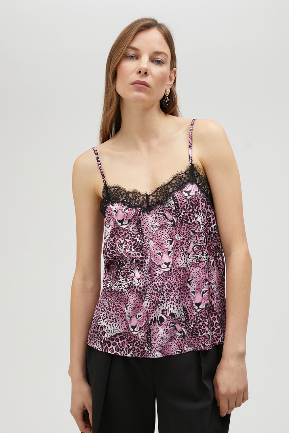 LOLA CASADEMUNT - Top Lencero Animal Print Rosa Mujer Lola Casademunt