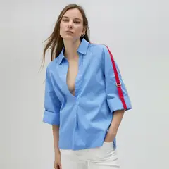LOLA CASADEMUNT - Camisa Detalle Grogain Rayas Mujer
