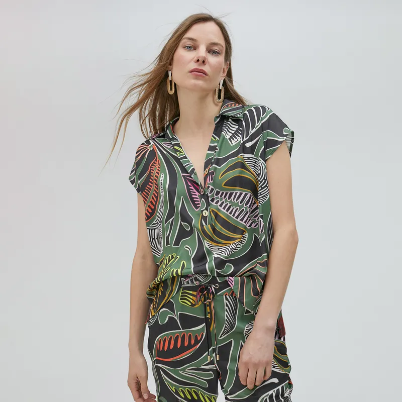 LOLA CASADEMUNT - Blusa Estampado Tropical Mujer Lola Casademunt