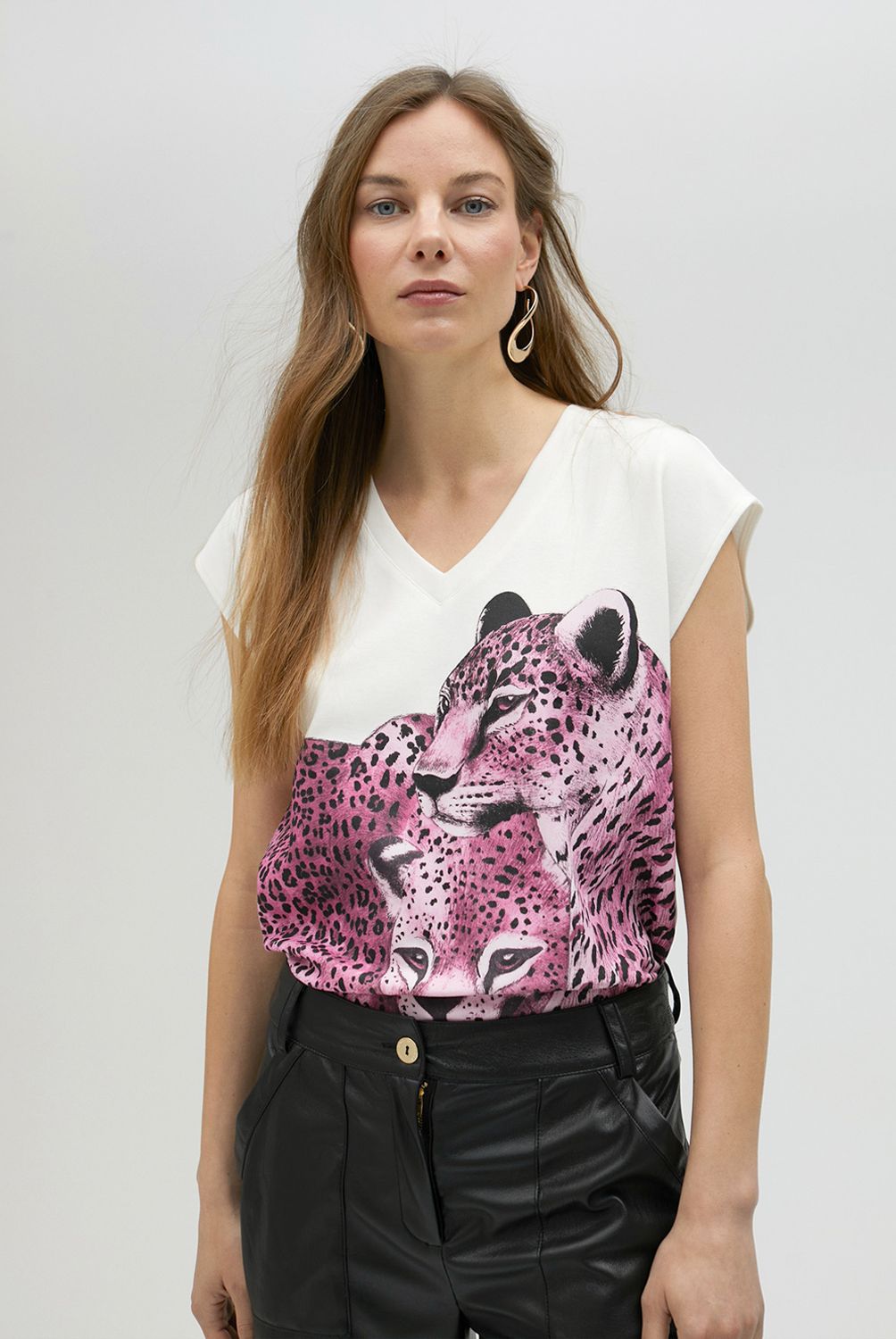 LOLA CASADEMUNT - Camiseta Manga Sisa Leopardos Mujer Lola Casademunt