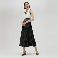 LOLA CASADEMUNT - Vestido de Punto Corto Efecto Plisado Mujer