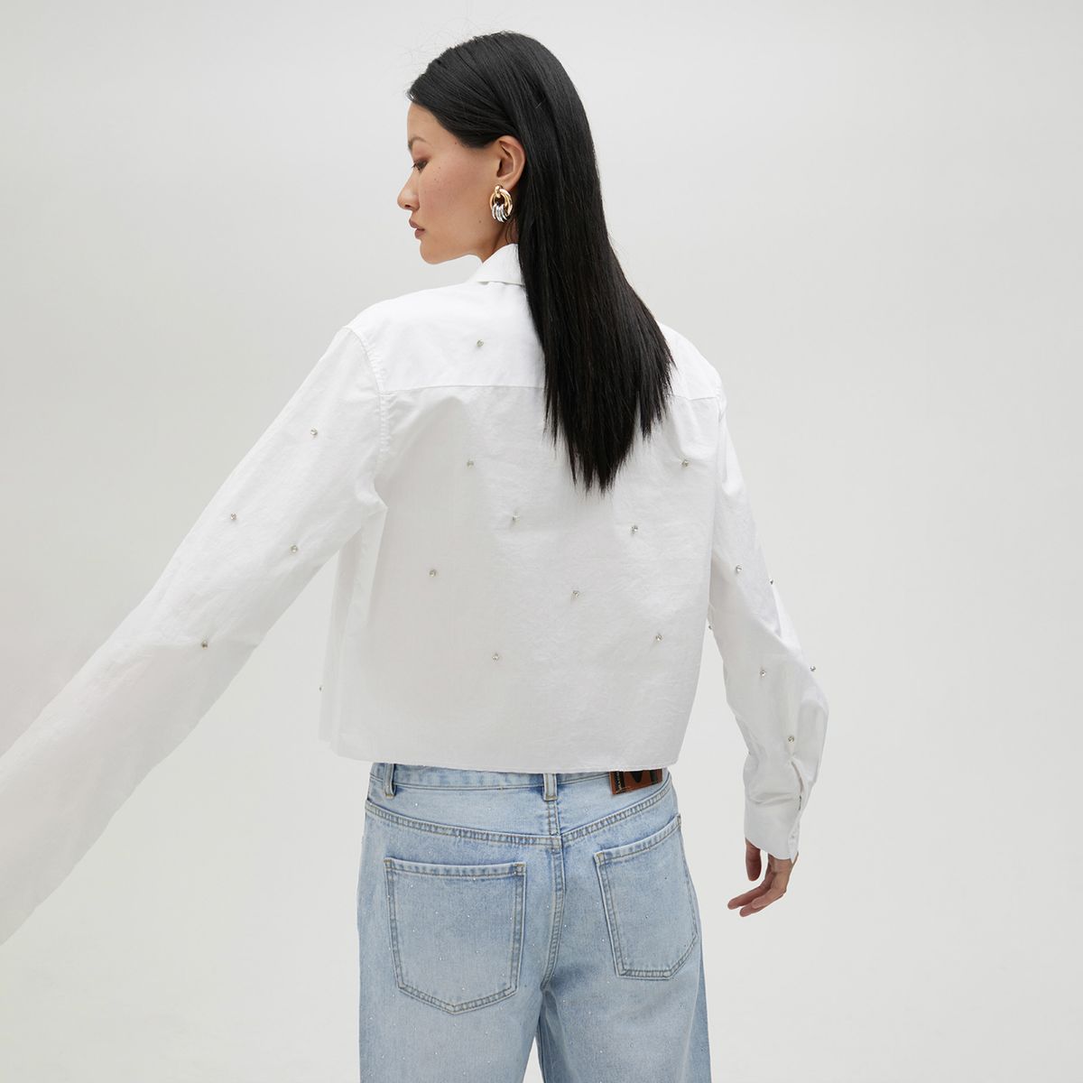 LOLA CASADEMUNT - Camisa Corta Detalle Strass Mujer Lola Casademunt