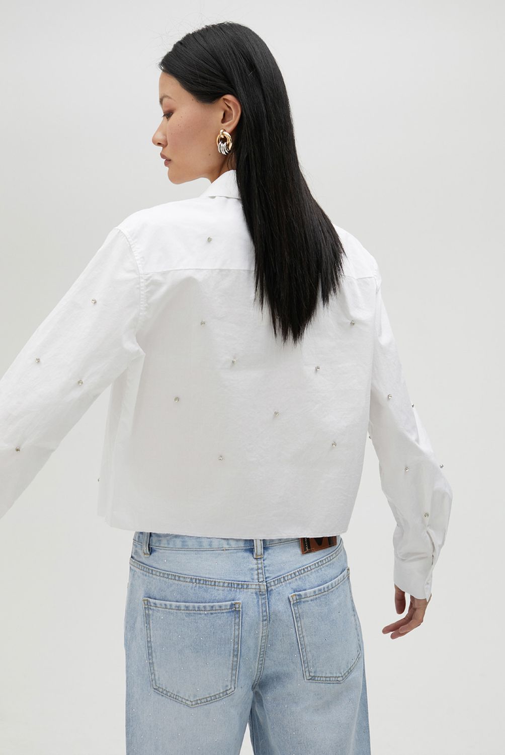 LOLA CASADEMUNT - Camisa Corta Detalle Strass Mujer Lola Casademunt