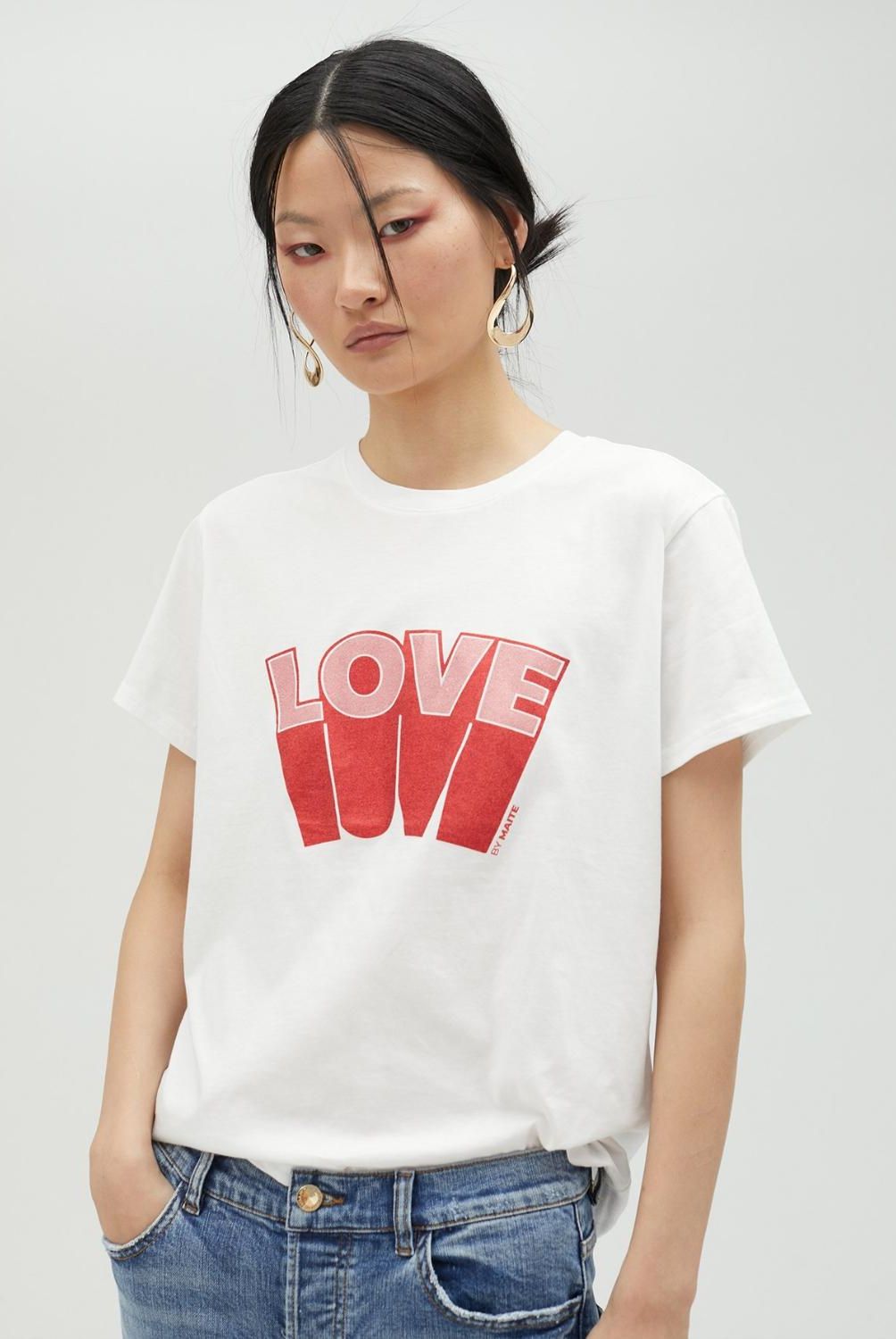 LOLA CASADEMUNT - Camiseta Love Glitter Mujer Lola Casademunt
