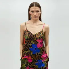 LOLA CASADEMUNT - Top Tirante Lencero Fluido Animal Print Mujer