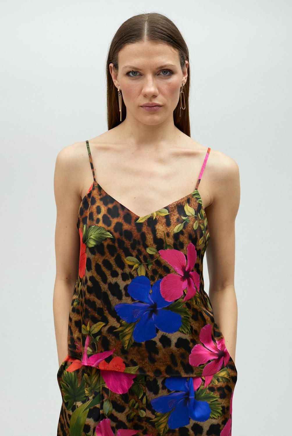 LOLA CASADEMUNT - Top Tirante Lencero Fluido Animal Print Mujer Lola Casademunt