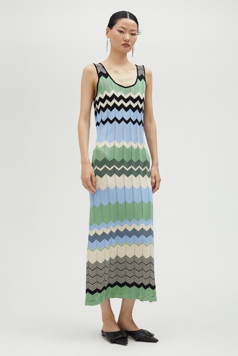 LOLA CASADEMUNT - Vestido Largo Tirante Ancho Multicolor Zigzag Mujer Lola Casademunt