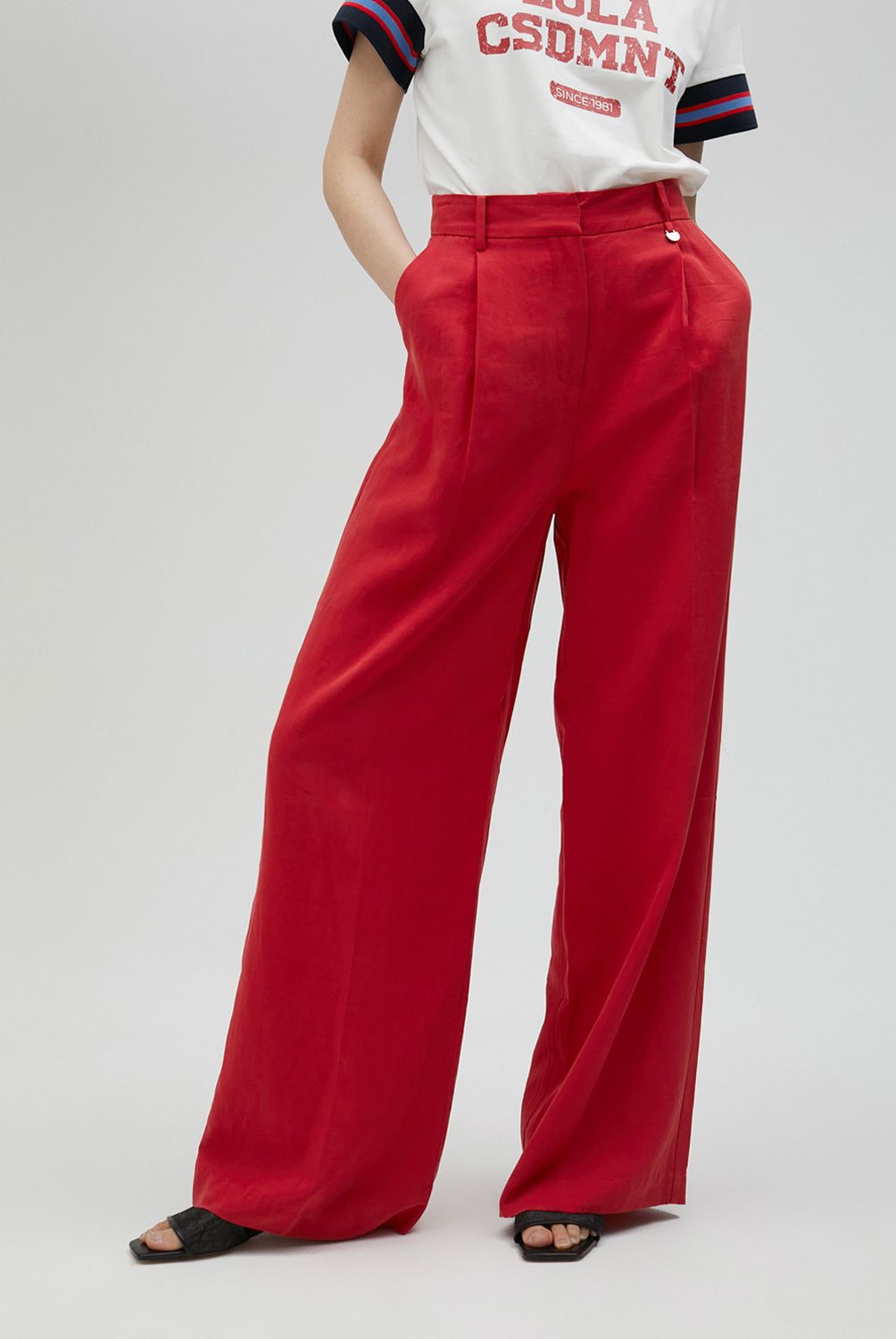 LOLA CASADEMUNT - Pantalon Palazzo Falso Lino Mujer Lola Casademunt