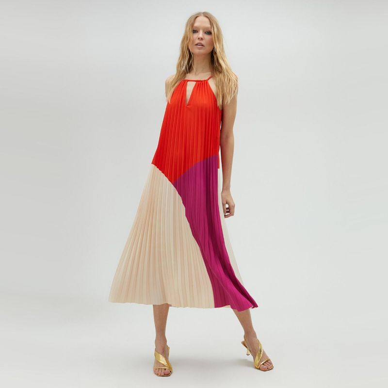 LOLA CASADEMUNT - Vestido Plisado Tricolor Mujer Lola Casademunt
