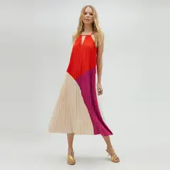 LOLA CASADEMUNT - Vestido Plisado Tricolor Mujer
