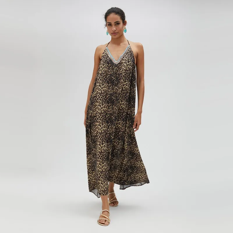 LOLA CASADEMUNT - Vestido Midi Patron Animal Print Cebra Mujer Lola Casademunt