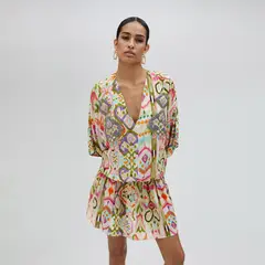 LOLA CASADEMUNT - Vestido Corto Estampado Goma en Cintura Mujer