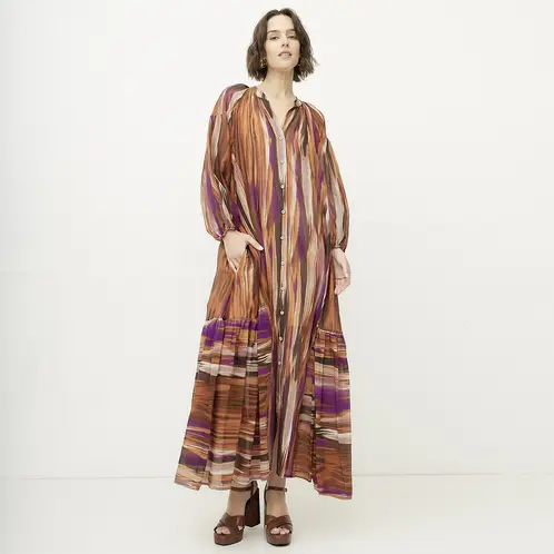 DIXIE - Vestido Cuello En V Rayas Mujer