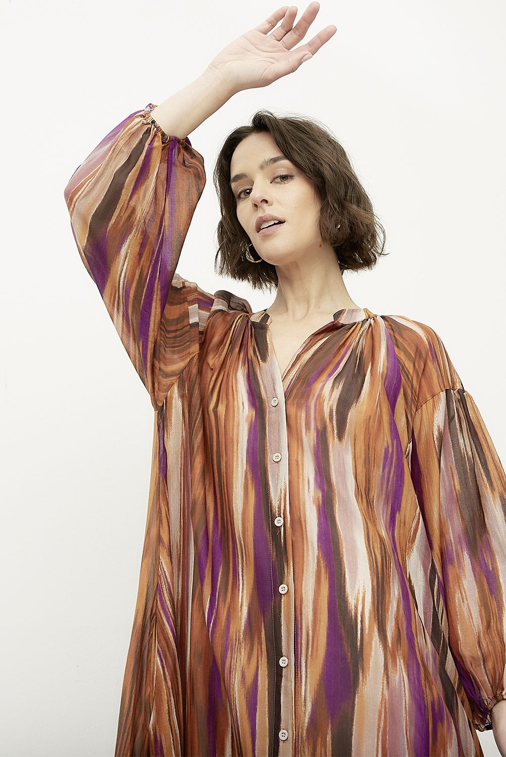 DIXIE - Vestido Cuello En V Rayas Mujer Dixie