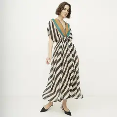 DIXIE - Vestido Cuello En V Rayas Mujer