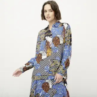 DIXIE - Blusa Manga Larga Estampada Mujer