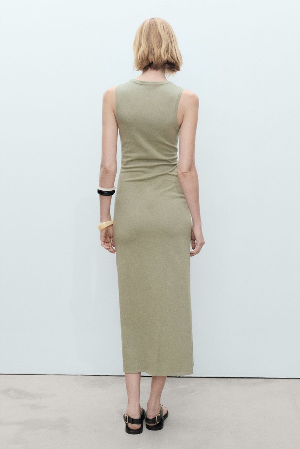 MANGO - Vestido Midi Algodón Nudo Mujer Mango
