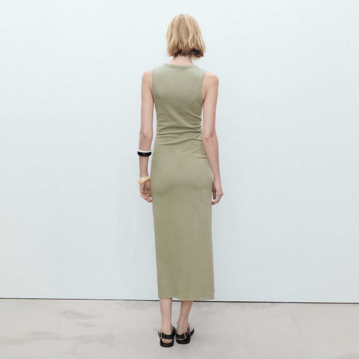 MANGO - Vestido Midi Algodón Nudo Mujer Mango