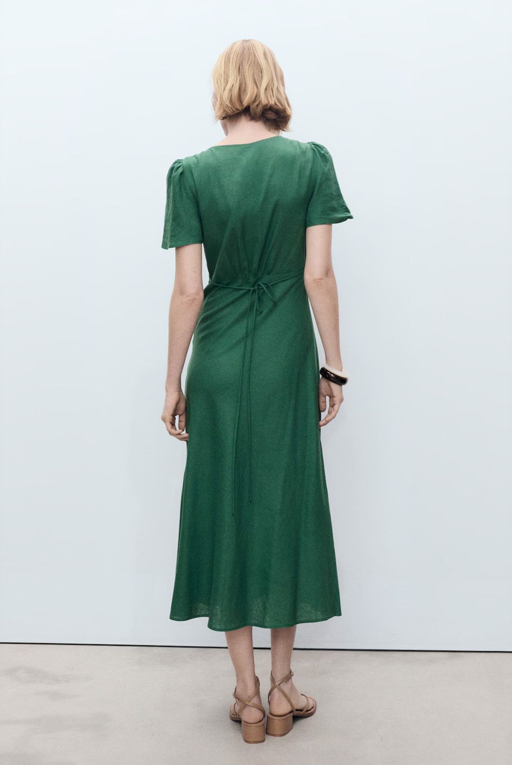 MANGO - Vestido Lino Flores Mujer Mango