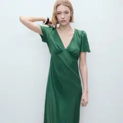 MANGO - Vestido Lino Flores Mujer