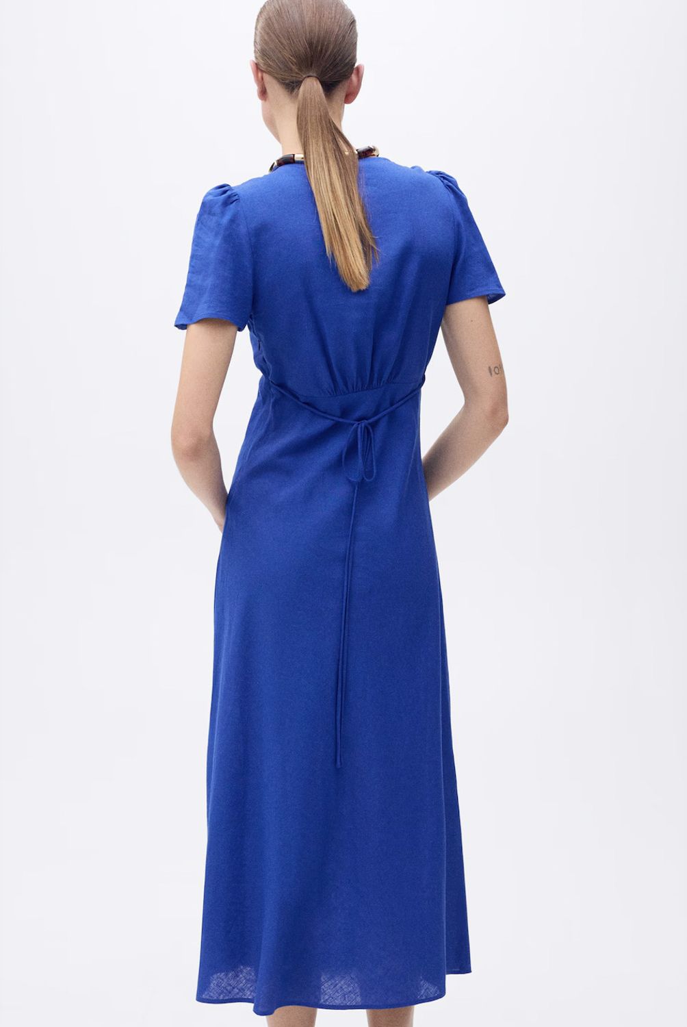 MANGO - Vestido Lino Flores Mujer Mango