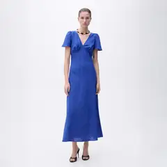 MANGO - Vestido Lino Flores Mujer