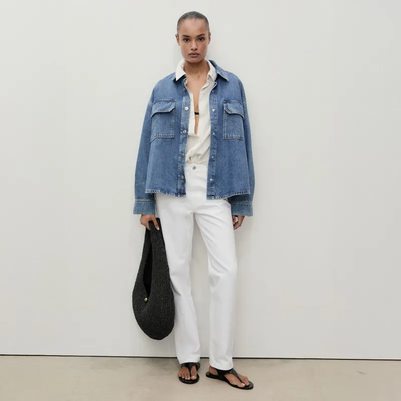 MANGO - Jeans Rectos Tiro Medio Mujer Mango