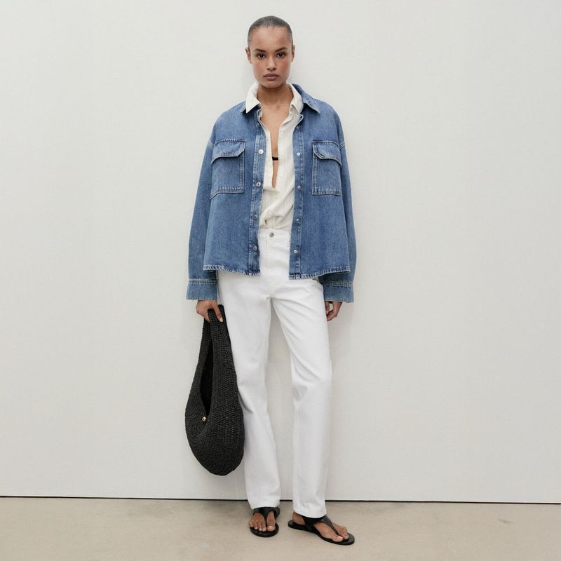 MANGO - Jeans Rectos Tiro Medio Mujer Mango