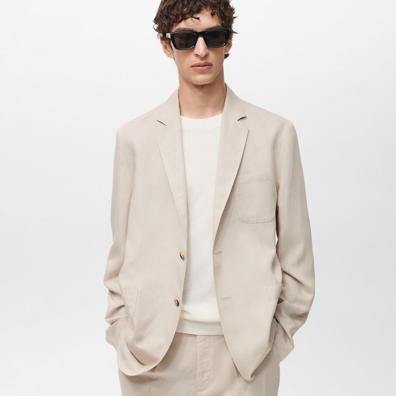 MANGO MAN - Blazer Delave Slim Fit Lino Hombre Mango Man