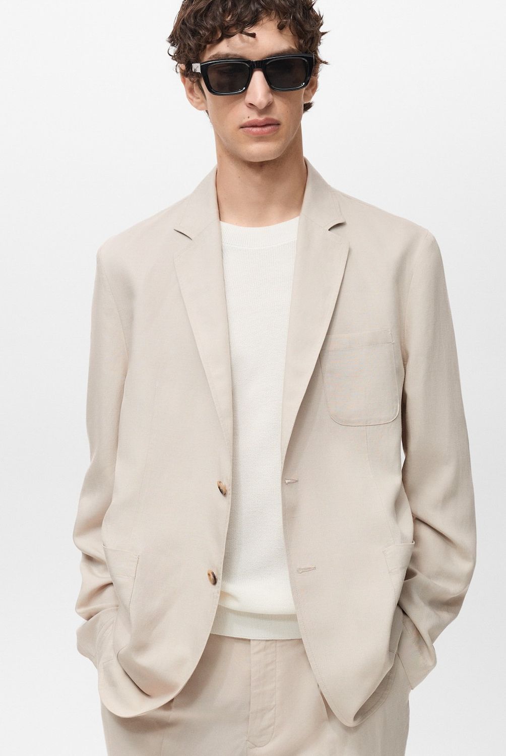 MANGO MAN - Blazer Delave Slim Fit Lino Hombre Mango Man