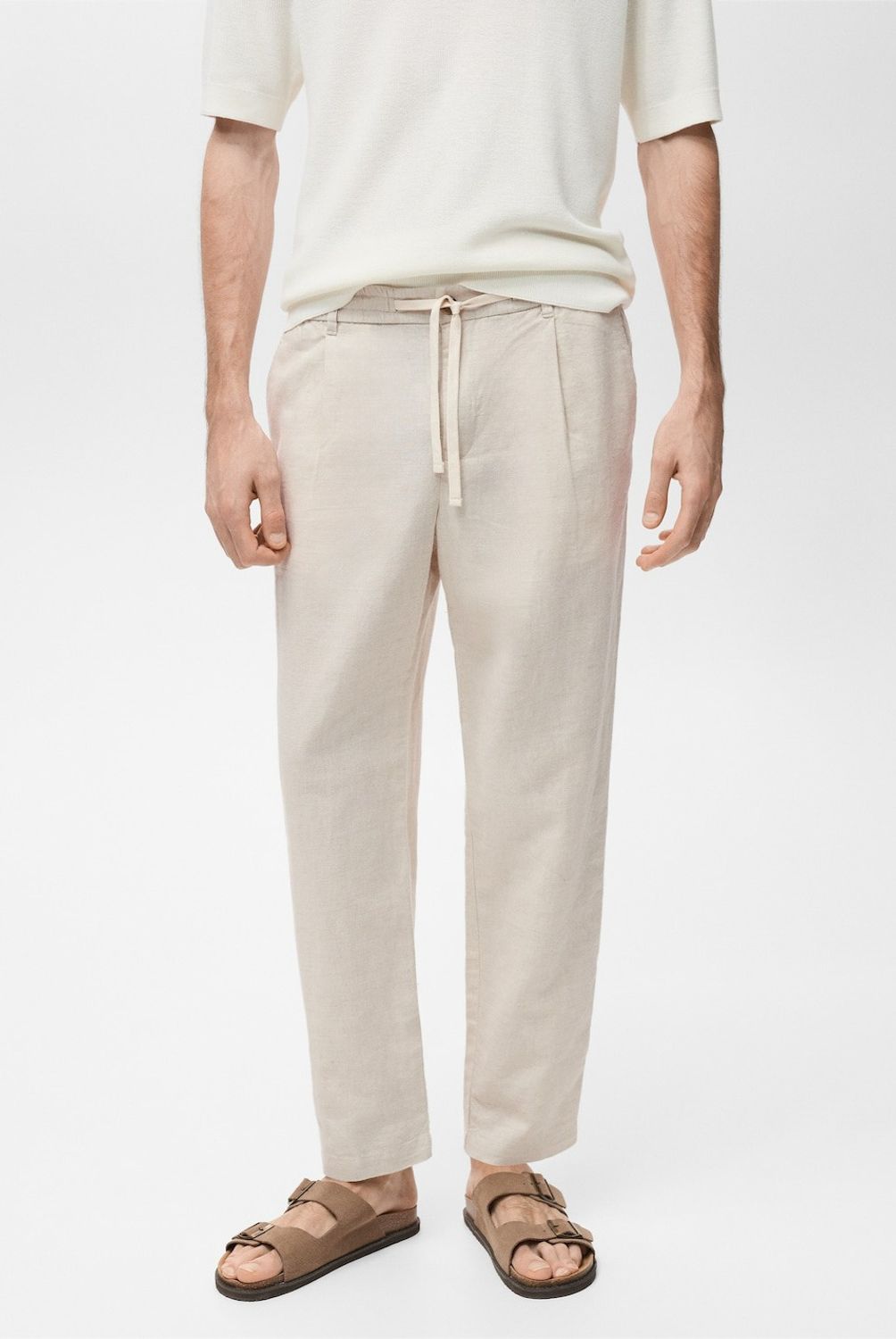 MANGO MAN - Pantalón Slim Fit Lino Cordón Hombre Mango Man